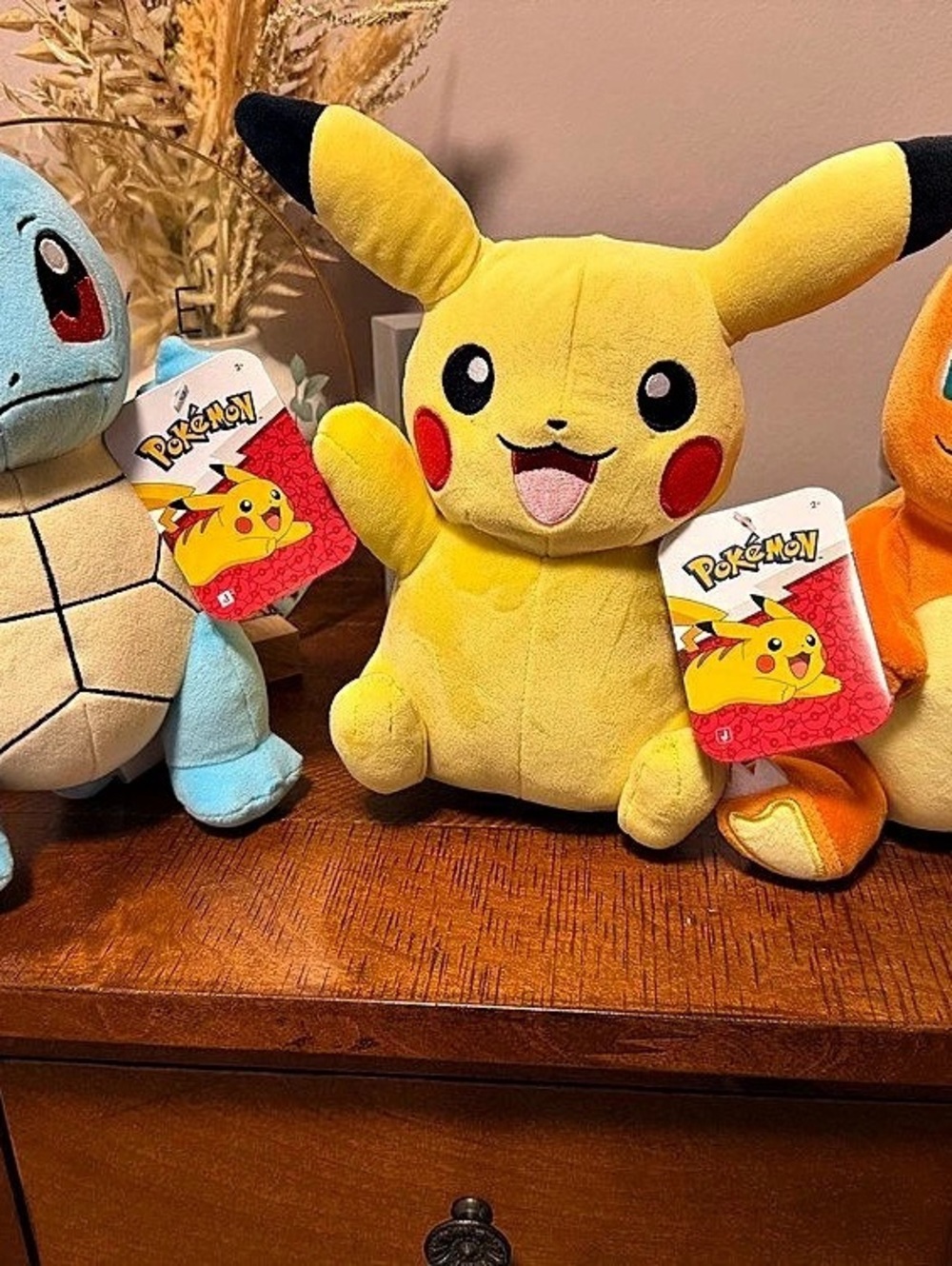 Pokémon Squirtle, Pikachu & Charmander plush Toy Set Yellow & Blue